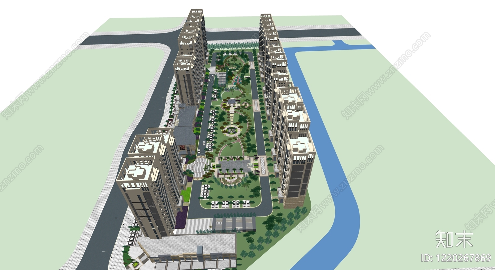 现代主义小区建筑SU模型下载【ID:1220267869】