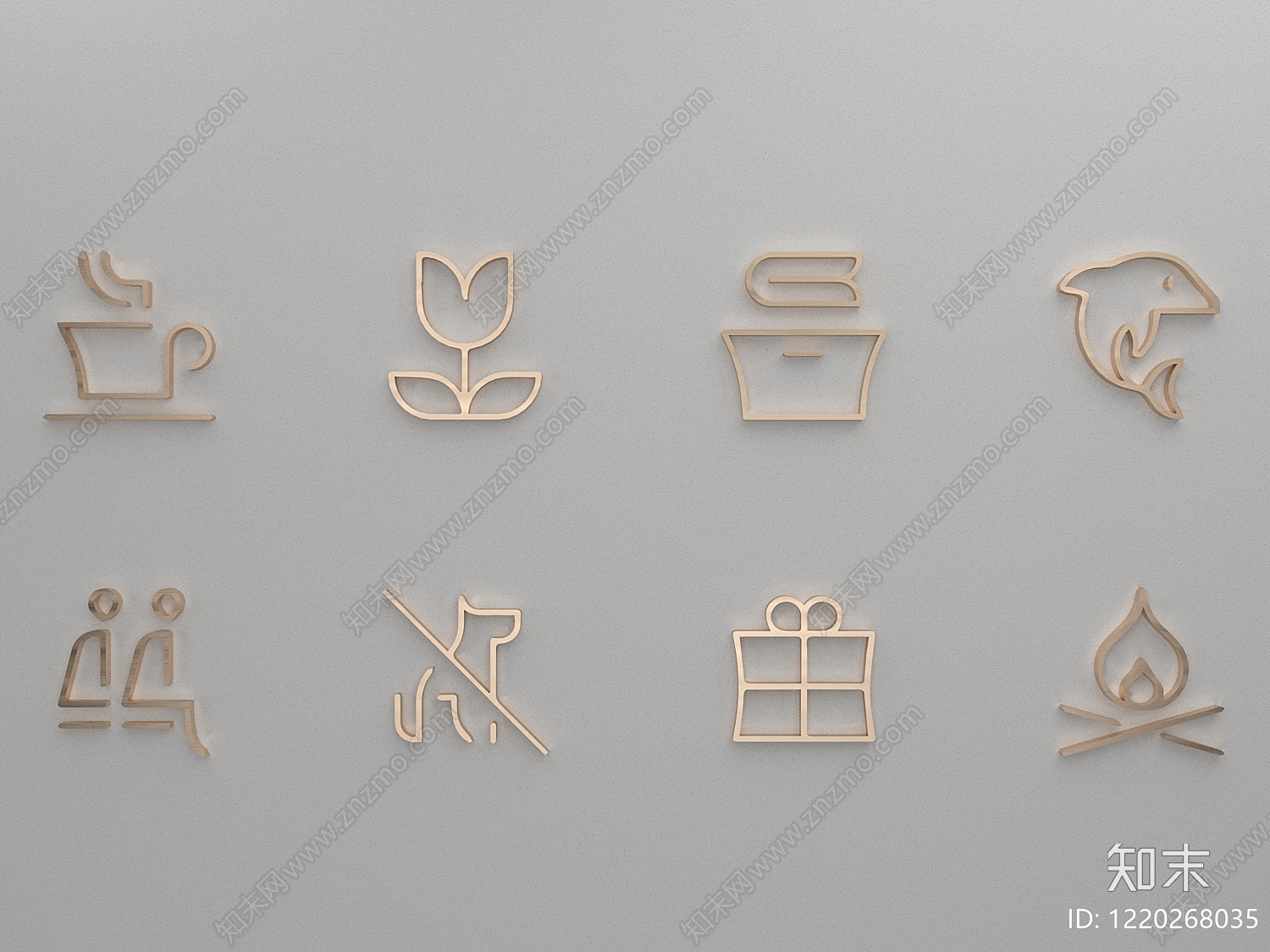 日式摆件组合3D模型渲染效果图