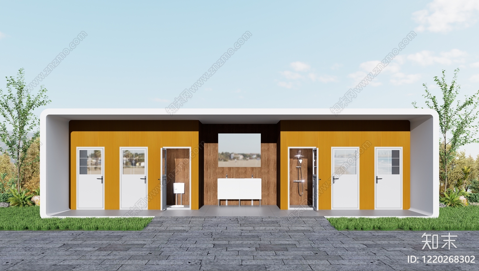 现代简约公共卫生间3D模型下载【ID:1220268302】