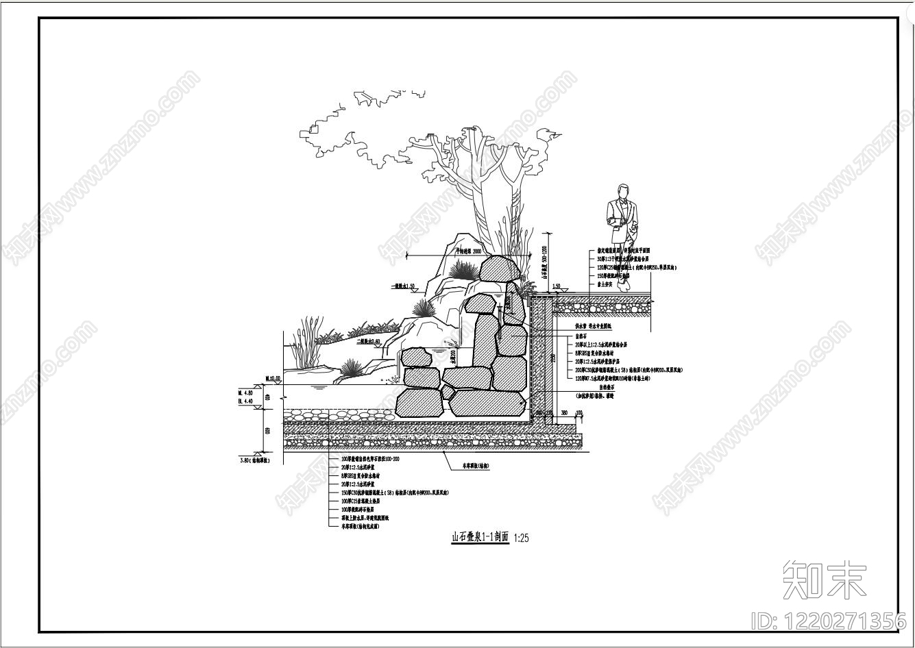 跌水景观CAD图纸