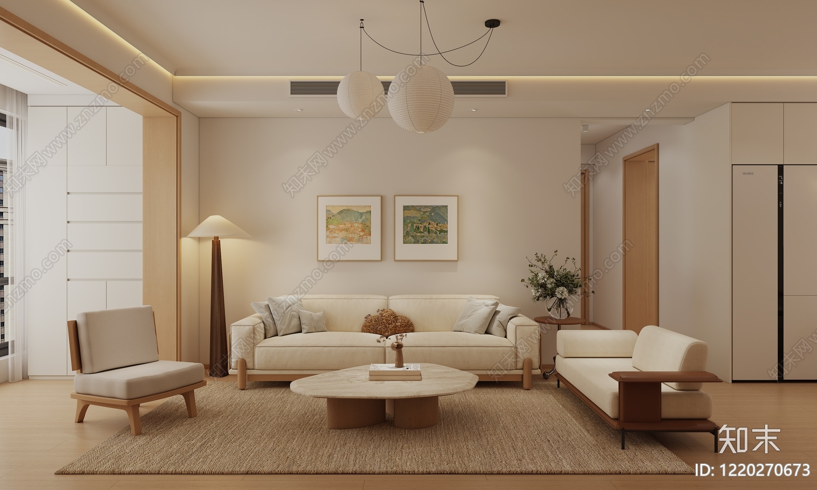 原木风家居客厅3D模型下载【ID:1220270673】
