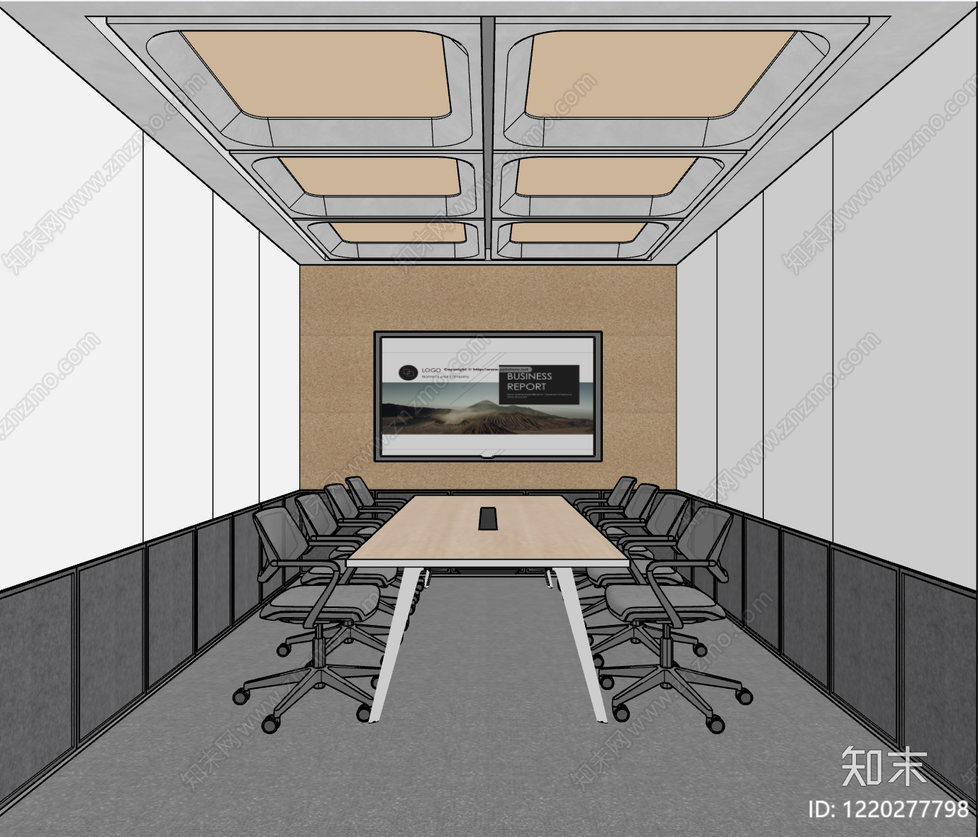 现代简约会议室SU模型下载【ID:1220277798】
