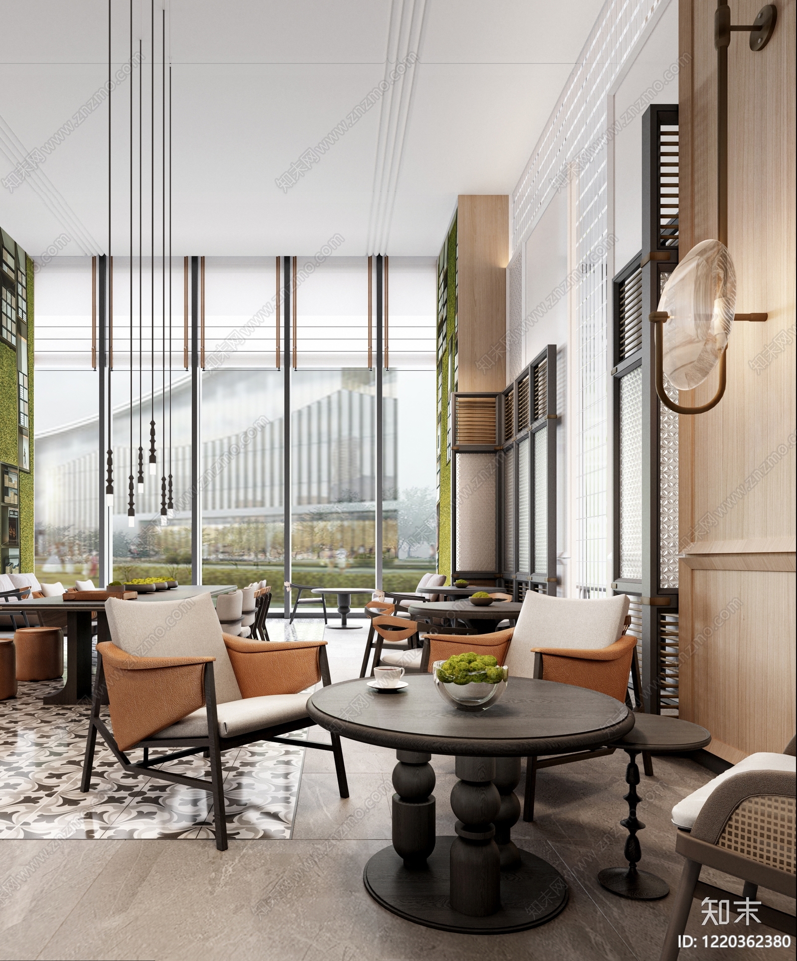 新中式酒店大堂3D模型下载【ID:1220362380】