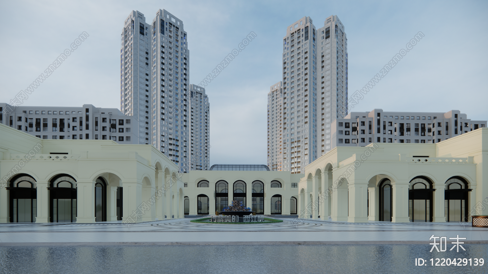 新古典主义小区建筑SU模型下载【ID:1220429139】