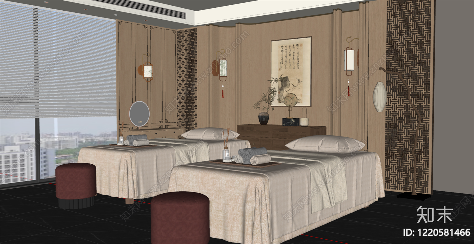新中式美容院SU模型下载【ID:1220581466】