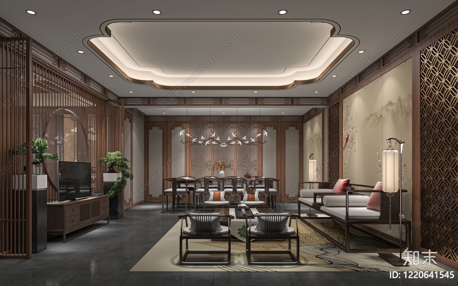新中式家居客厅3D模型下载【ID:1220641545】