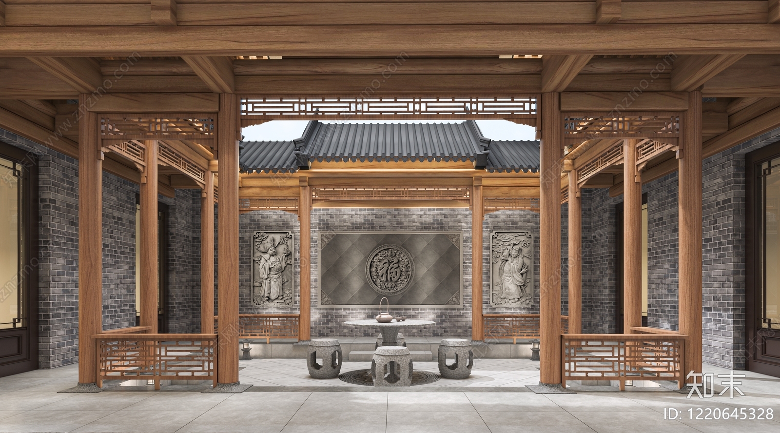 新中式家居客厅3D模型下载【ID:1220645328】