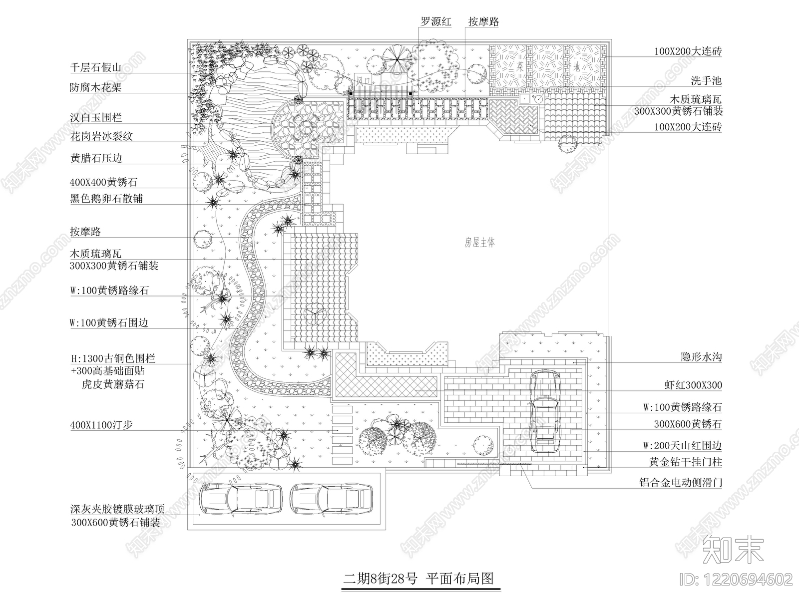 500套别墅庭院景观屋顶花园空中露台景观CAD图纸cad施工图下载【ID:1220694602】