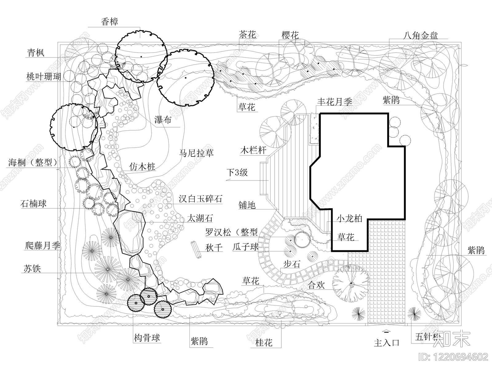 500套别墅庭院景观屋顶花园空中露台景观CAD图纸cad施工图下载【ID:1220694602】