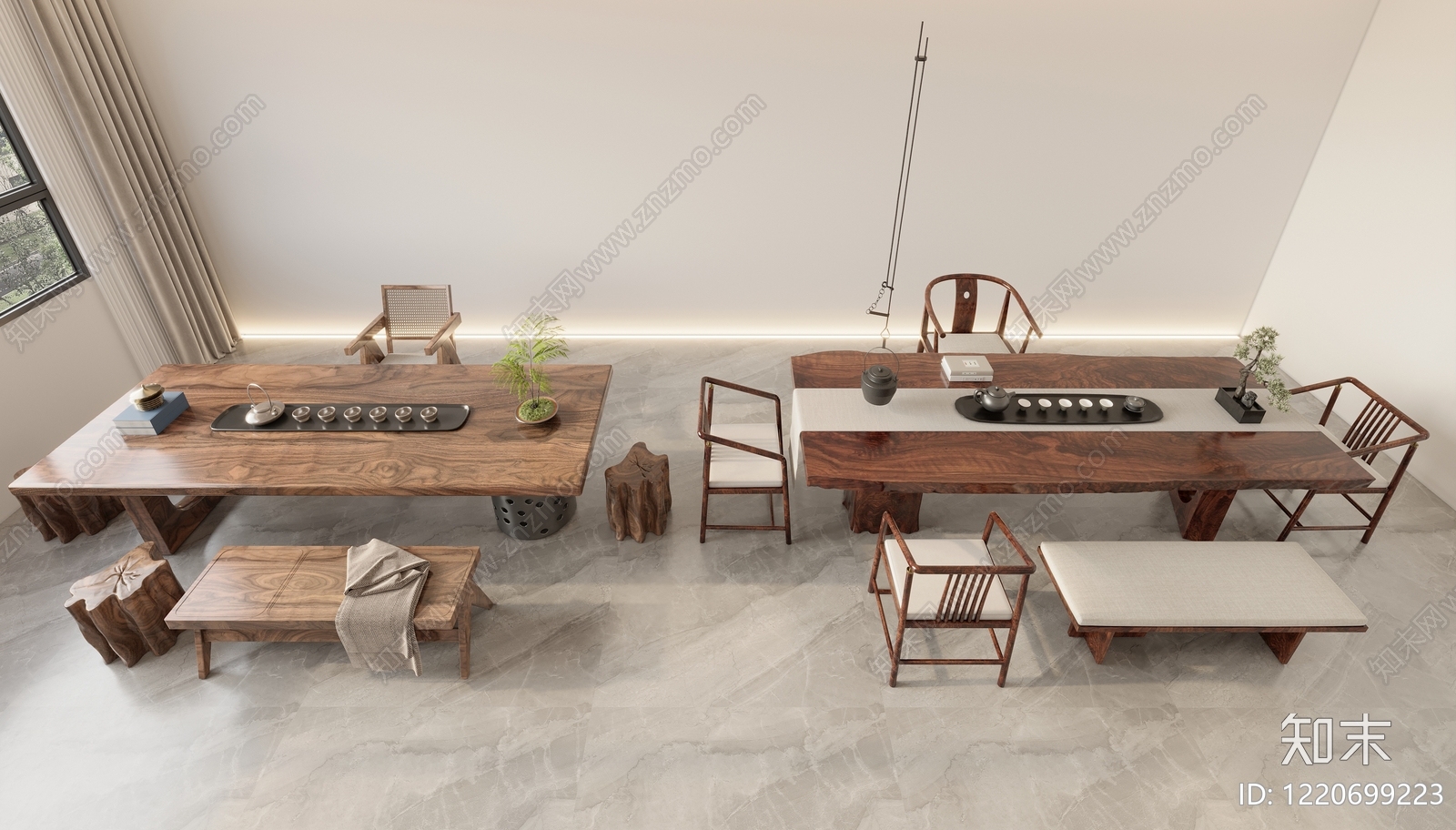 新中式茶桌椅3D模型下载【ID:1220699223】