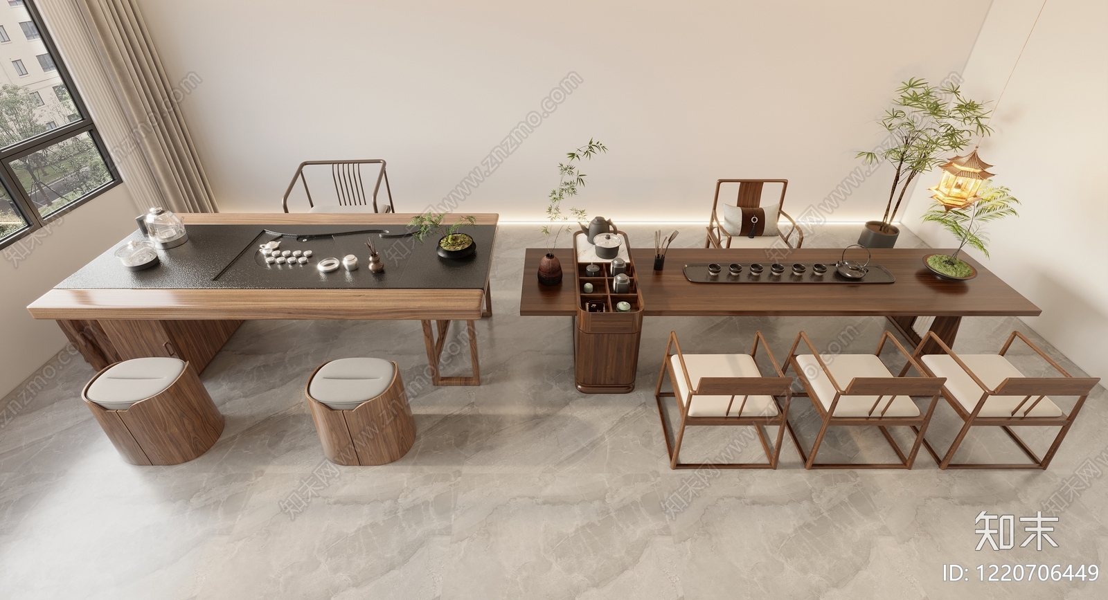 新中式茶桌椅3D模型下载【ID:1220706449】