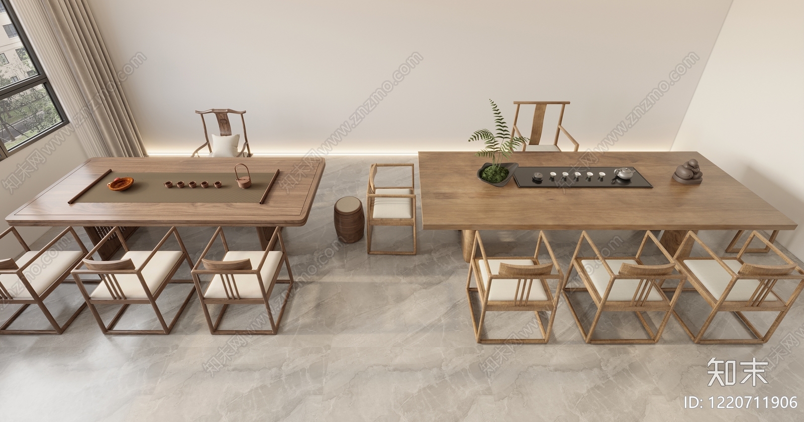 新中式茶桌椅3D模型下载【ID:1220711906】