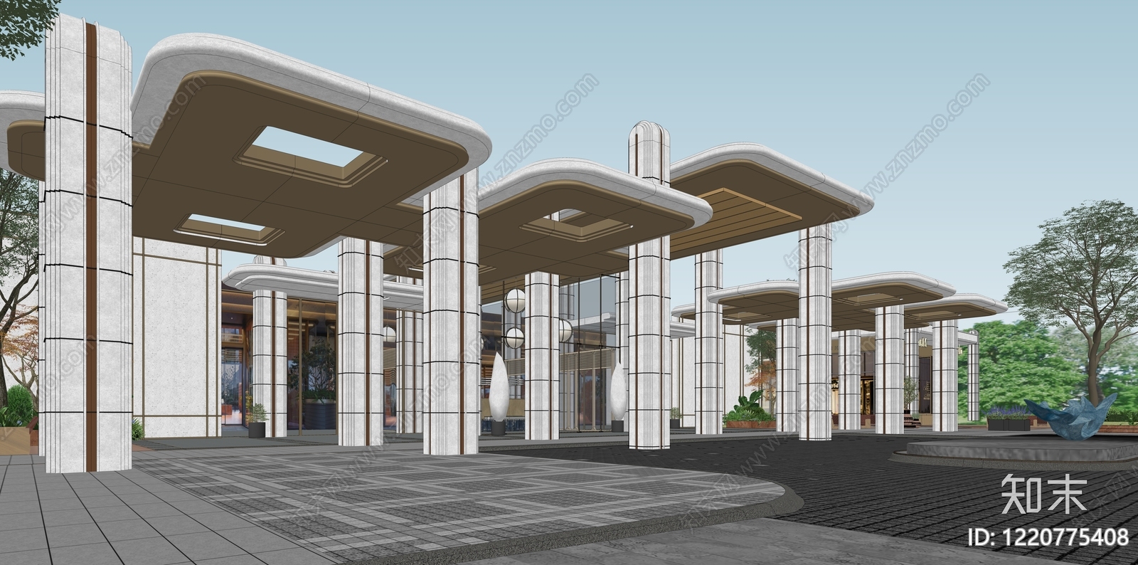 现代主义小区建筑SU模型下载【ID:1220775408】