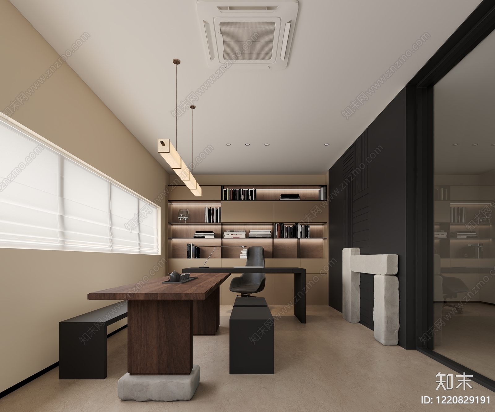 极简经理办公室3D模型下载【ID:1220829191】