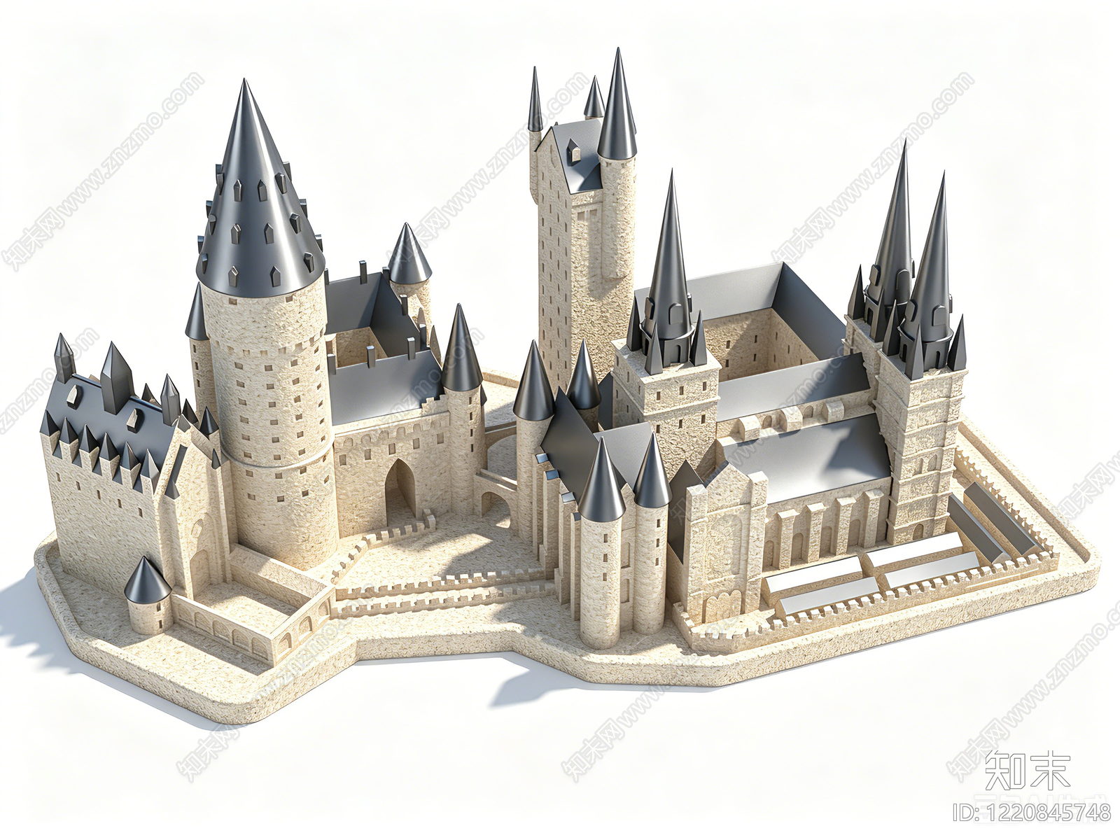 欧式艺术风格建筑3D模型渲染效果图