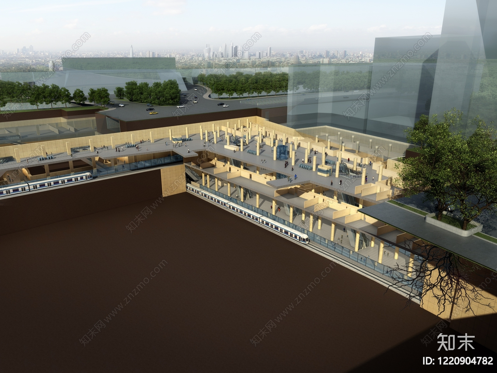 现代主义地下交通枢纽3D模型下载【ID:1220904782】