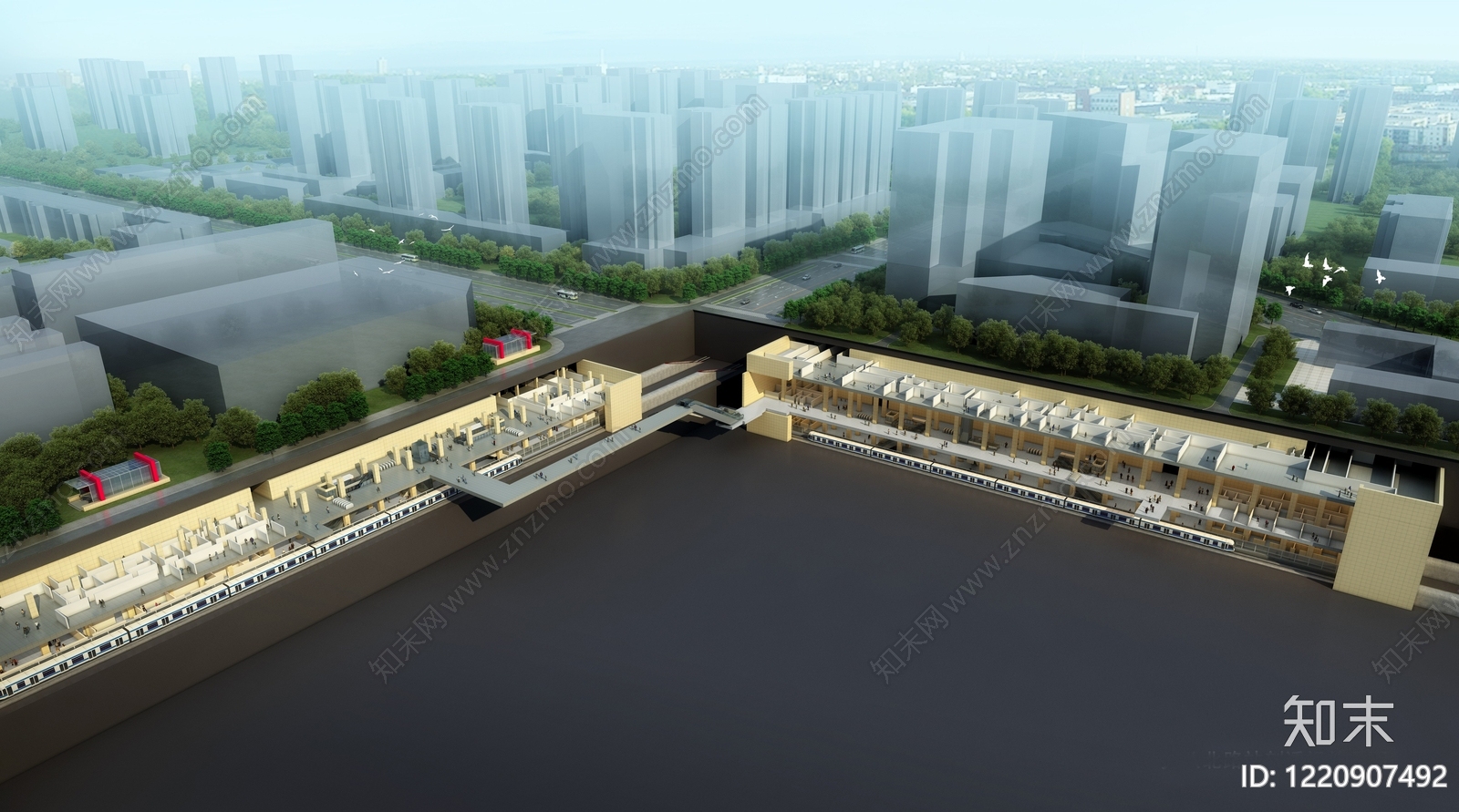 现代主义地下交通枢纽3D模型下载【ID:1220907492】