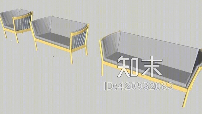 背靠背沙发椅SU模型下载【ID:420932083】
