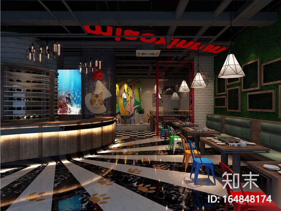 5套主题餐厅空间设计方案（含3DMAX模型）cad施工图下载【ID:164848174】