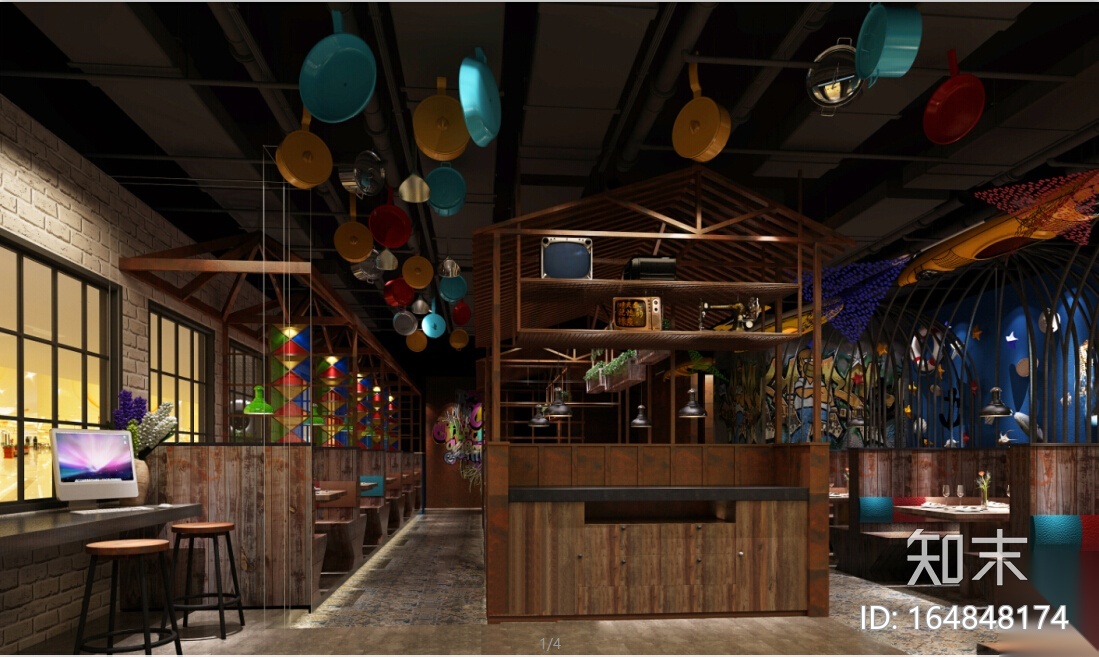 5套主题餐厅空间设计方案（含3DMAX模型）cad施工图下载【ID:164848174】