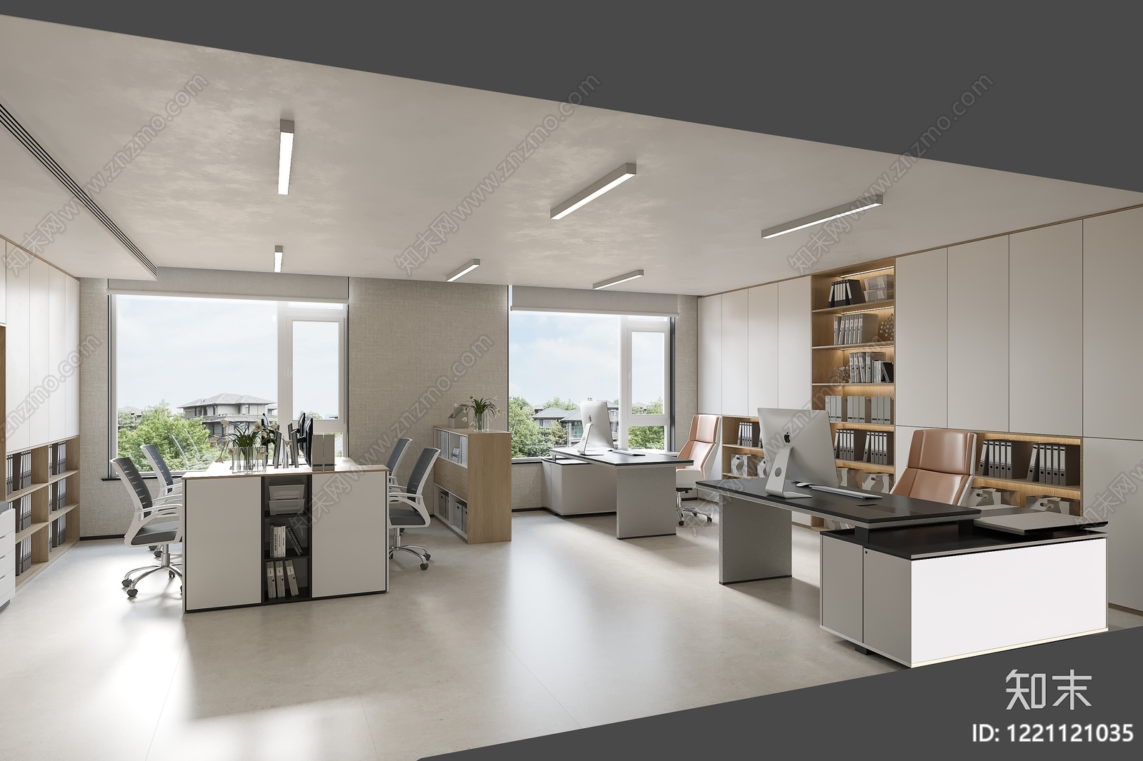 现代简约办公区3D模型下载【ID:1221121035】