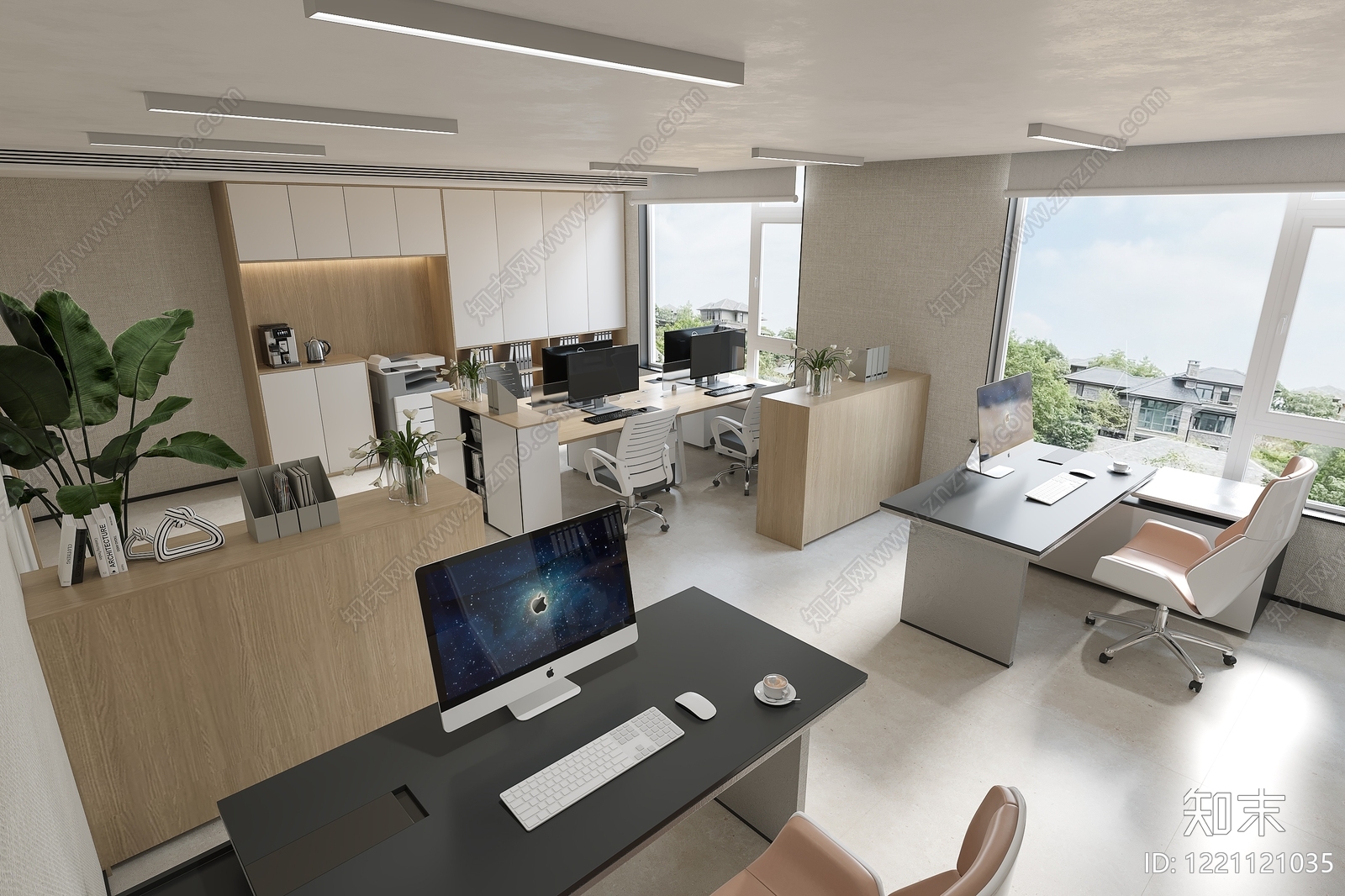 现代简约办公区3D模型下载【ID:1221121035】