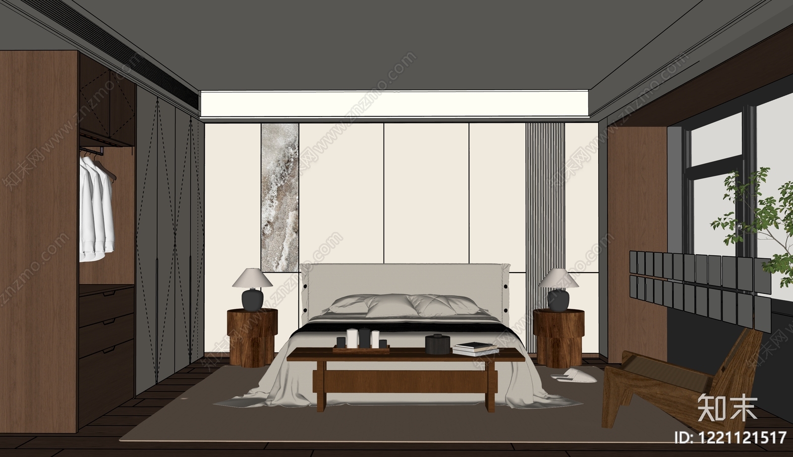 侘寂家居卧室SU模型下载【ID:1221121517】