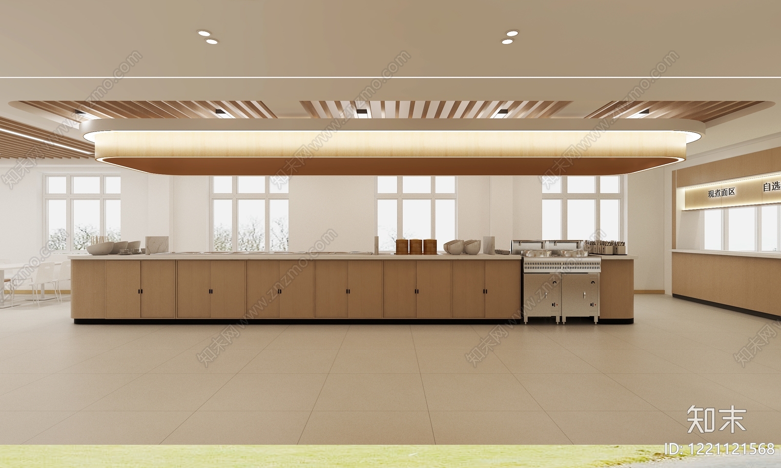 现代简约学生食堂3D模型下载【ID:1221121568】