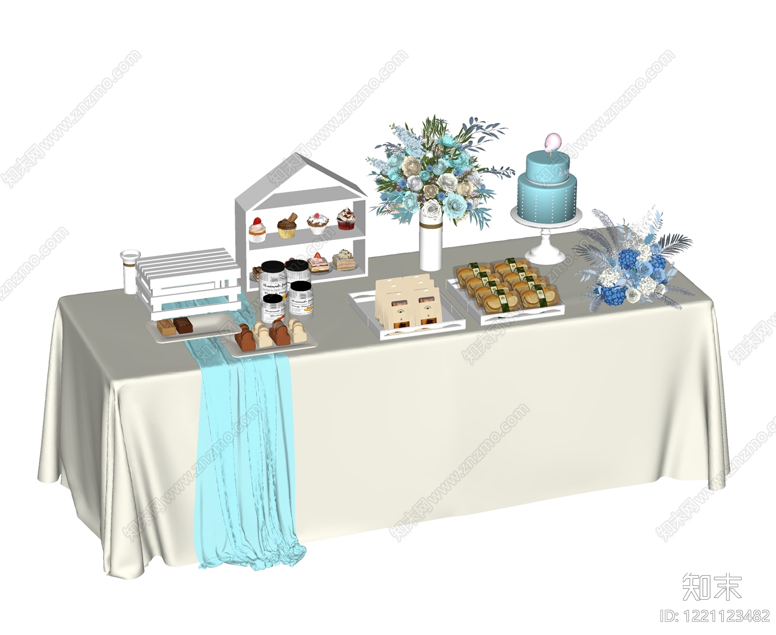 北欧风甜品台SU模型下载【ID:1221123482】