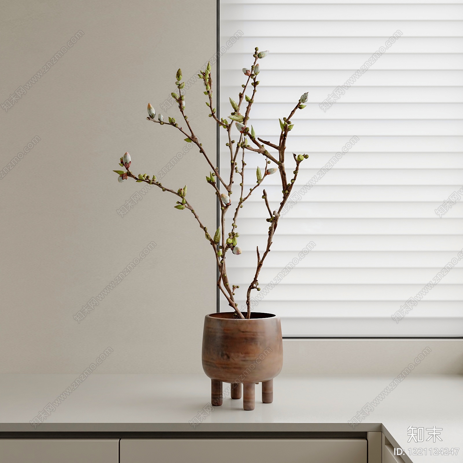 侘寂花艺SU模型下载【ID:1221124247】