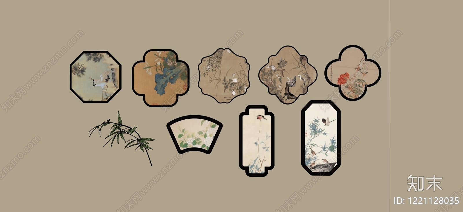 新中式挂画SU模型下载【ID:1221128035】