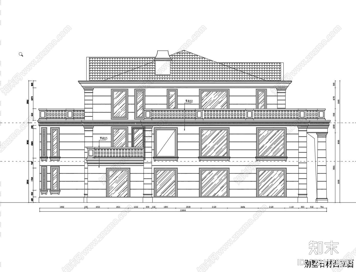别墅建筑cad施工图下载【ID:1221128393】