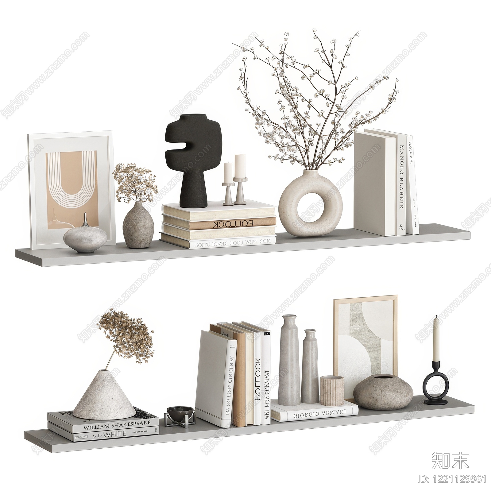 侘寂风摆件组合3D模型下载【ID:1221129961】
