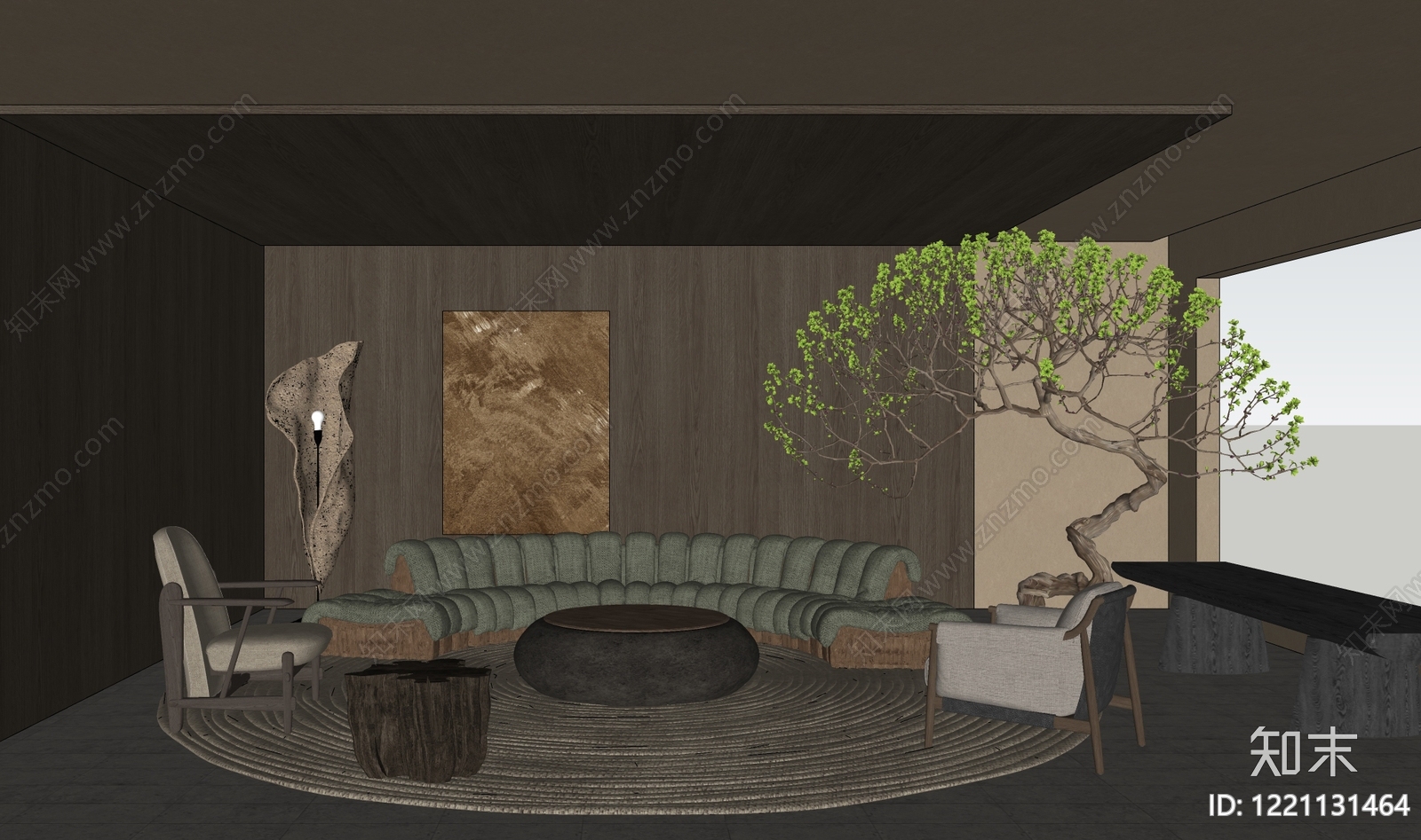 侘寂家居客厅SU模型下载【ID:1221131464】