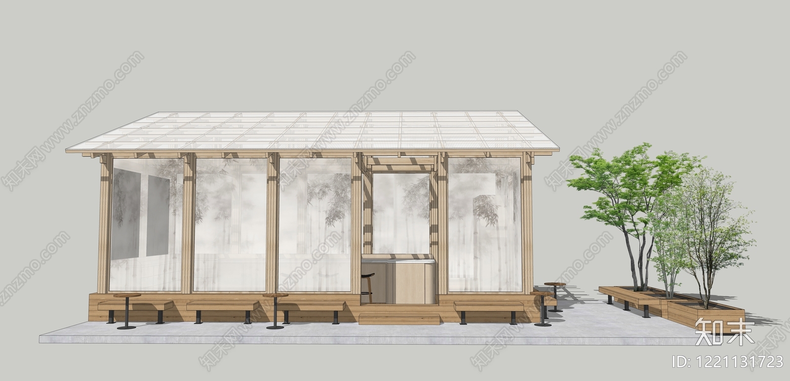 日式餐饮建筑SU模型下载【ID:1221131723】
