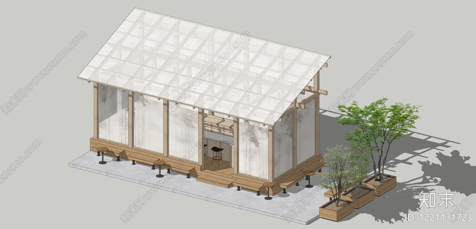 日式餐饮建筑SU模型下载【ID:1221131723】