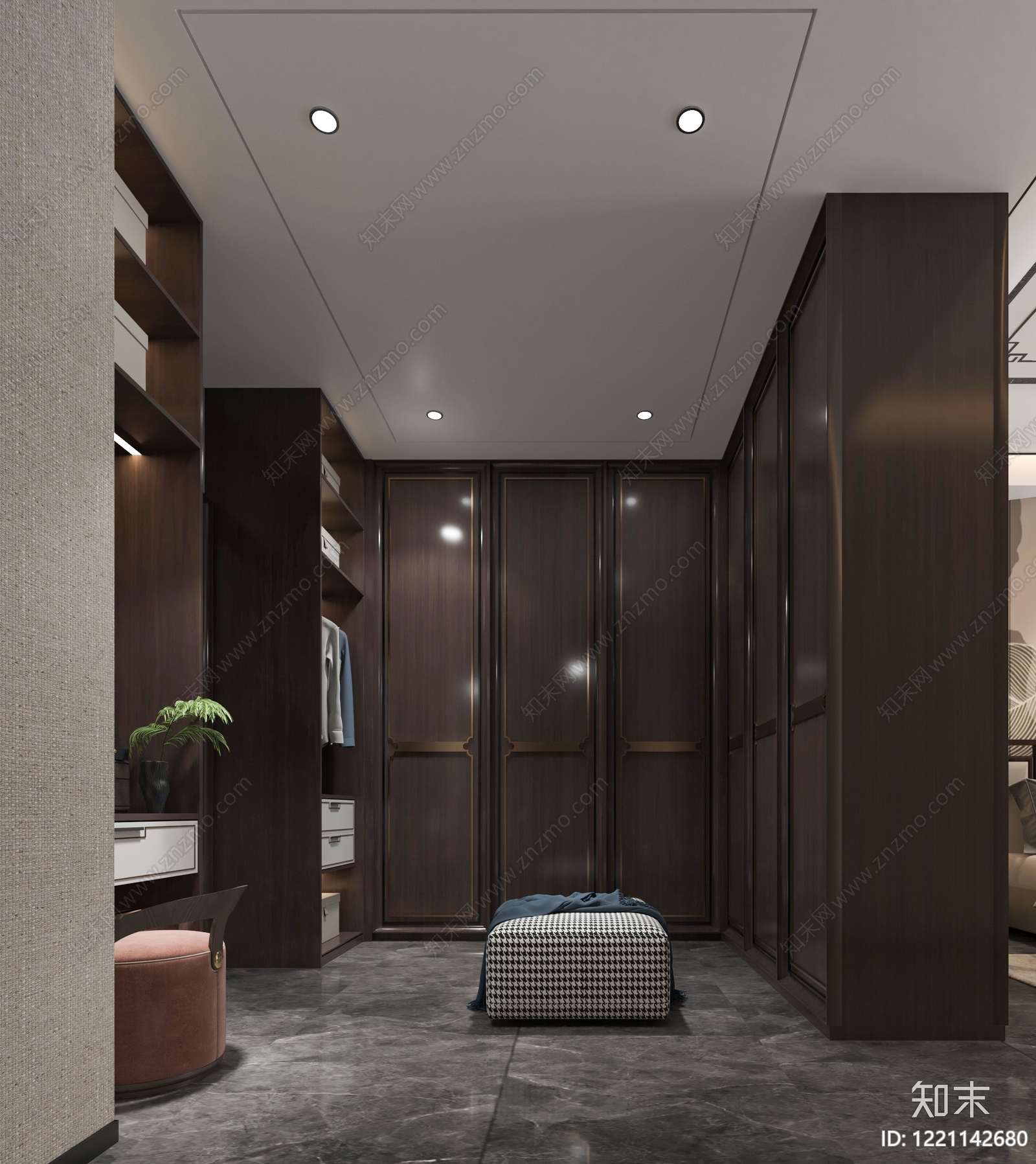 新中式主卧3D模型下载【ID:1221142680】