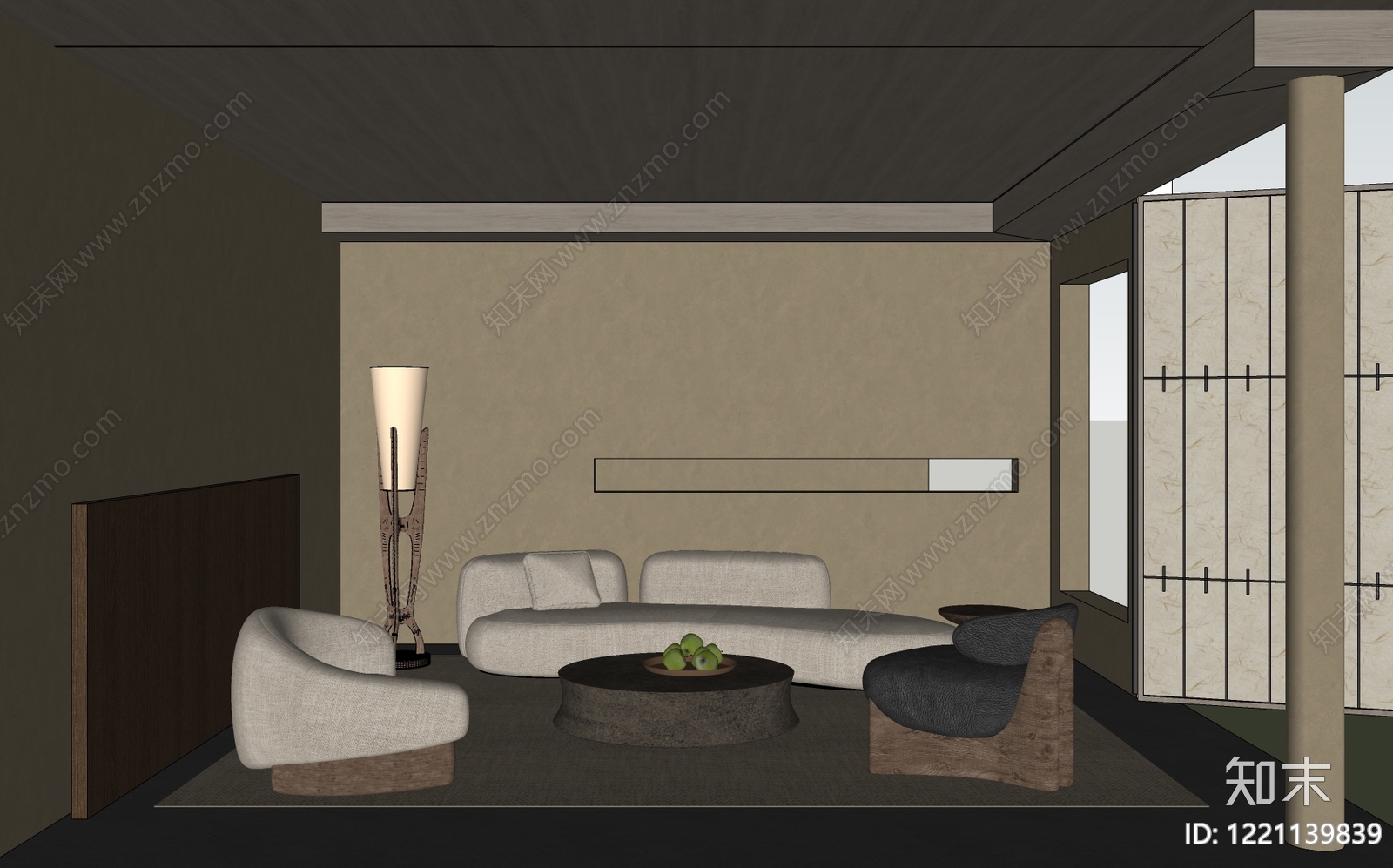 侘寂家居客厅SU模型下载【ID:1221139839】