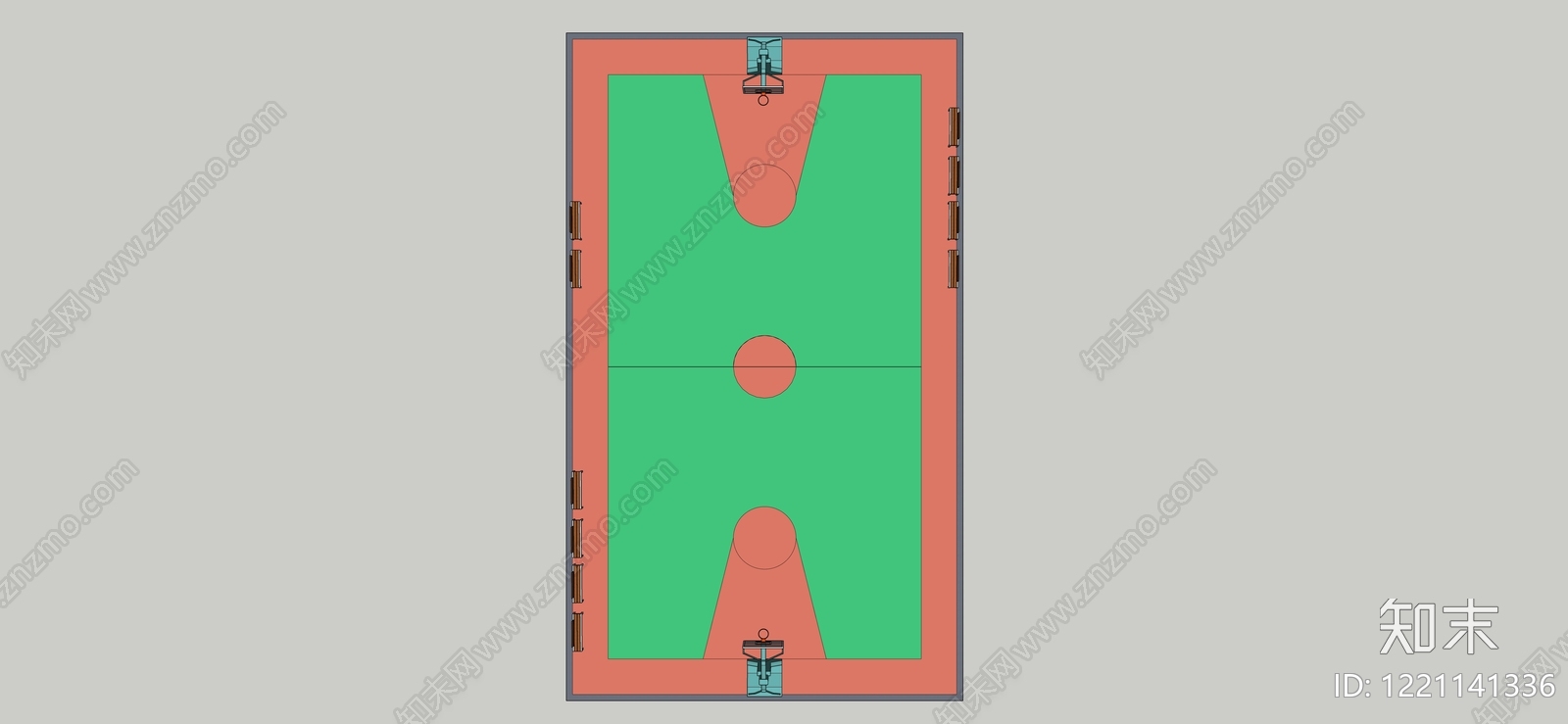 极简主义篮球场SU模型下载【ID:1221141336】