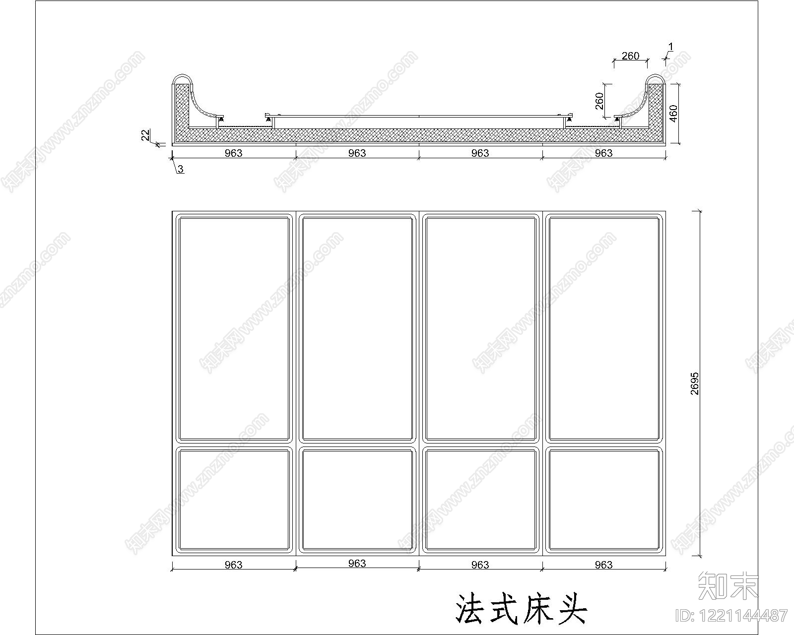背景墙节点cad施工图下载【ID:1221144487】