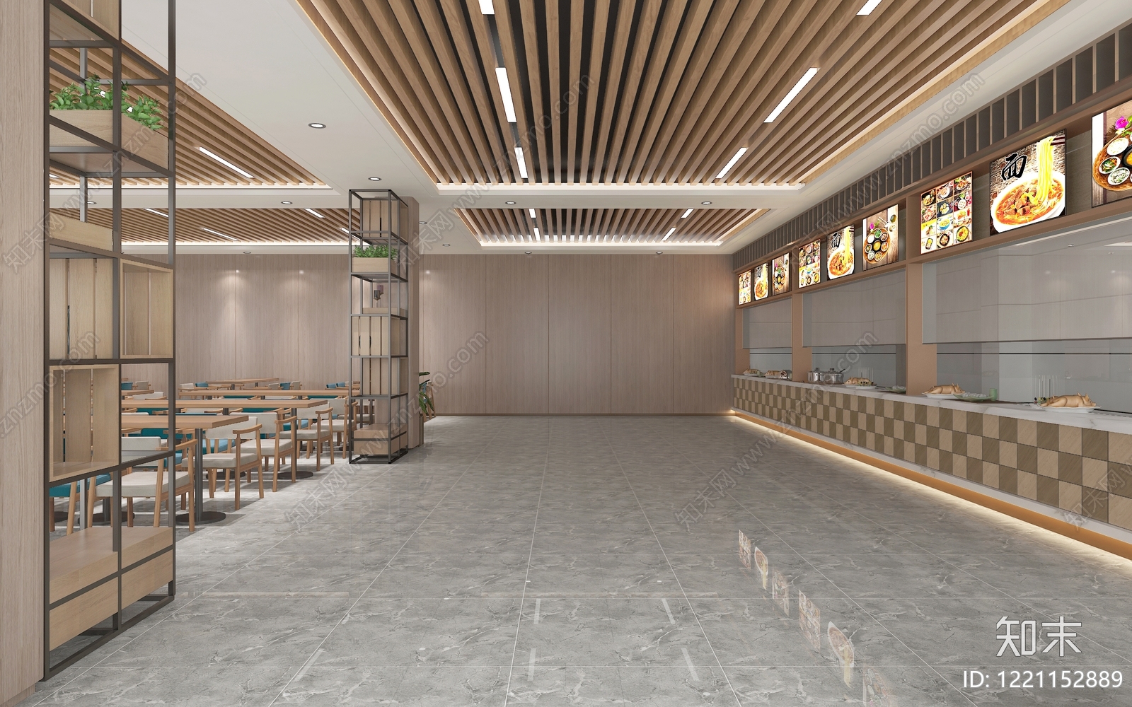 现代简约自助餐厅3D模型下载【ID:1221152889】