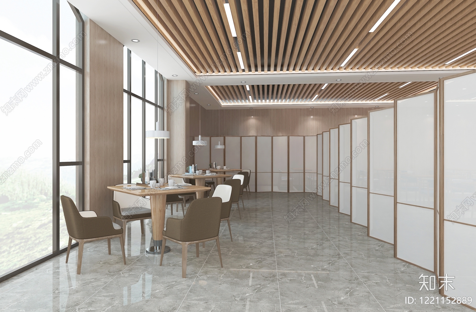 现代简约自助餐厅3D模型下载【ID:1221152889】
