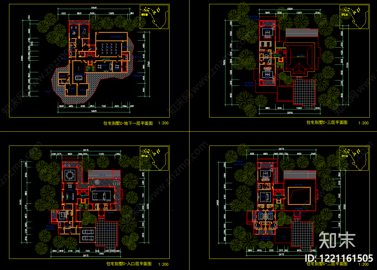 别墅建筑cad施工图下载【ID:1221161505】