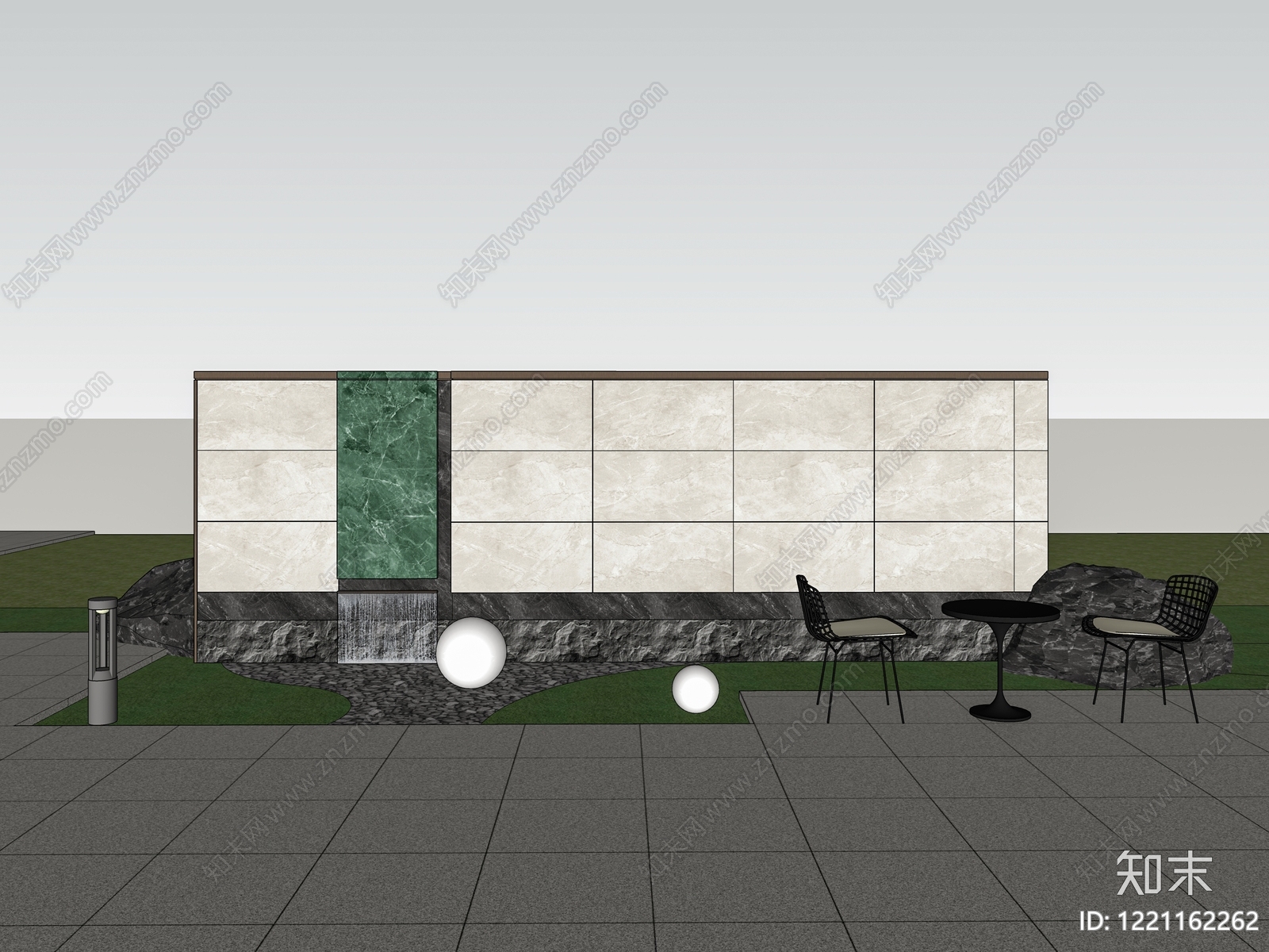 现代主义景墙SU模型下载【ID:1221162262】