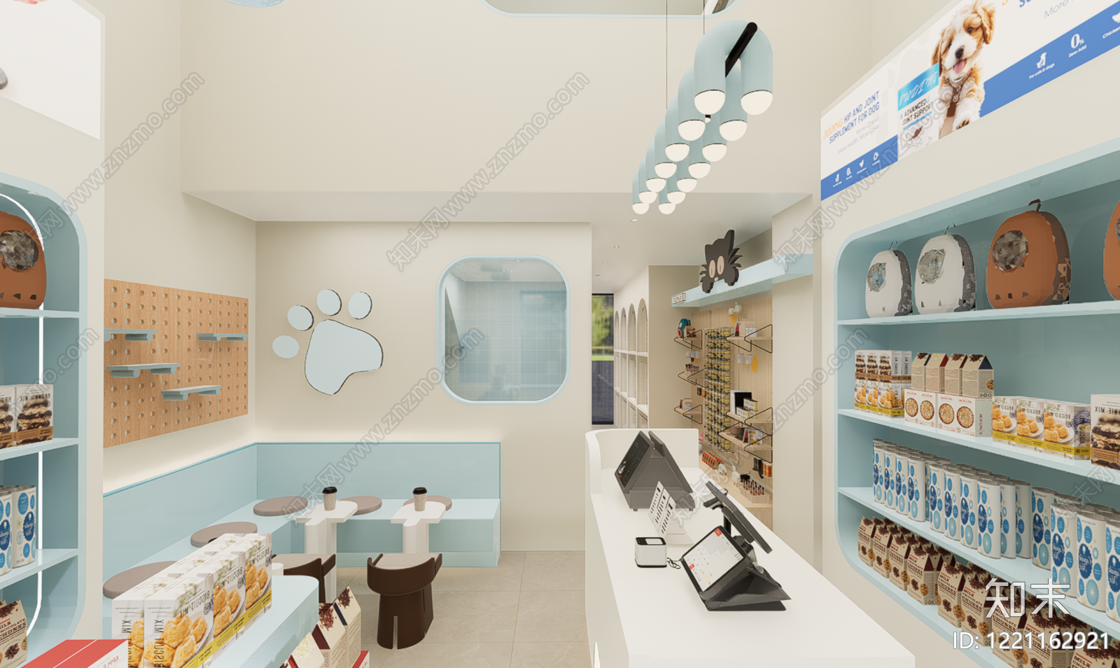 奶油风宠物店SU模型下载【ID:1221162921】