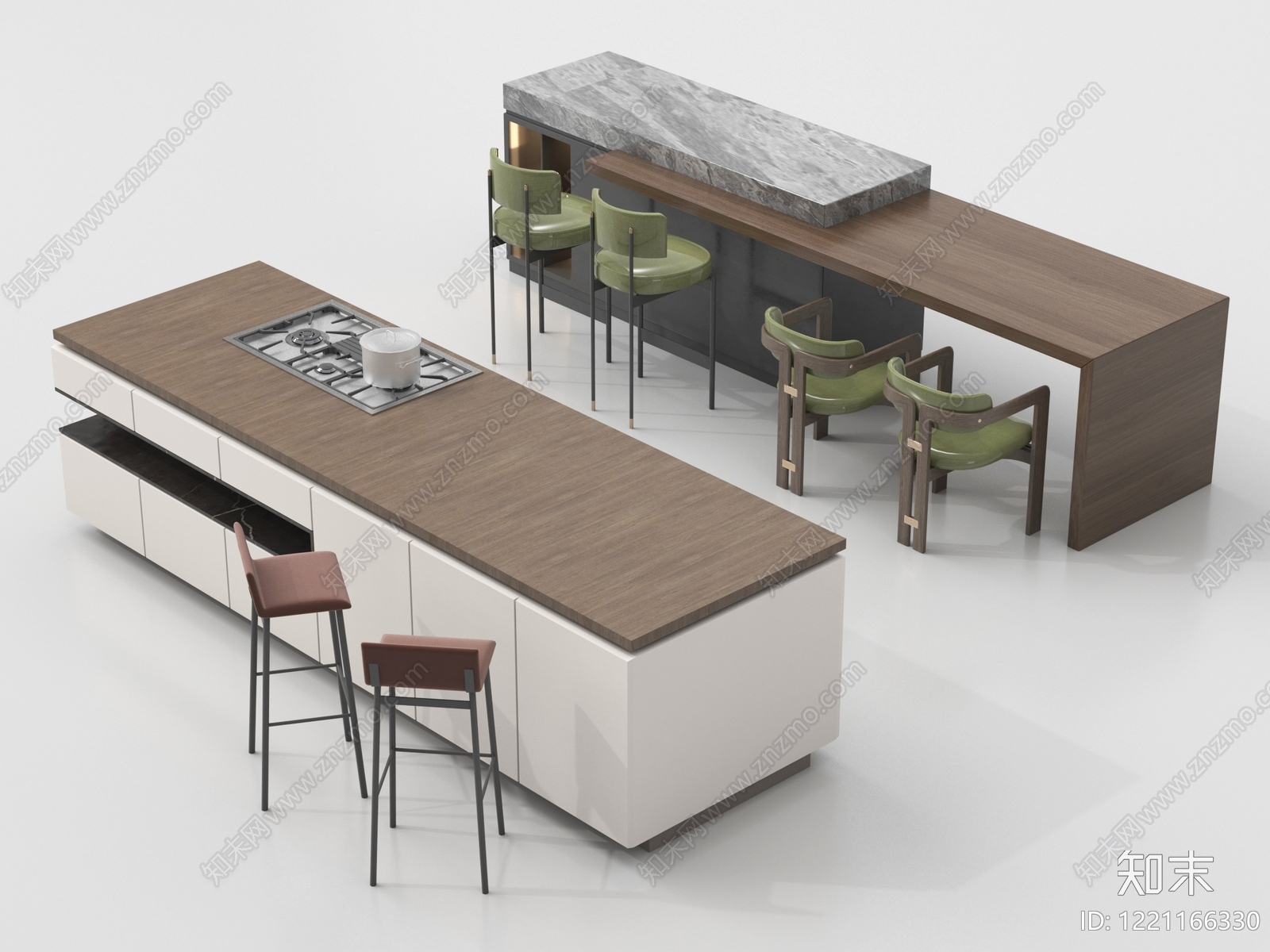 现代简约开放式厨房3D模型下载【ID:1221166330】