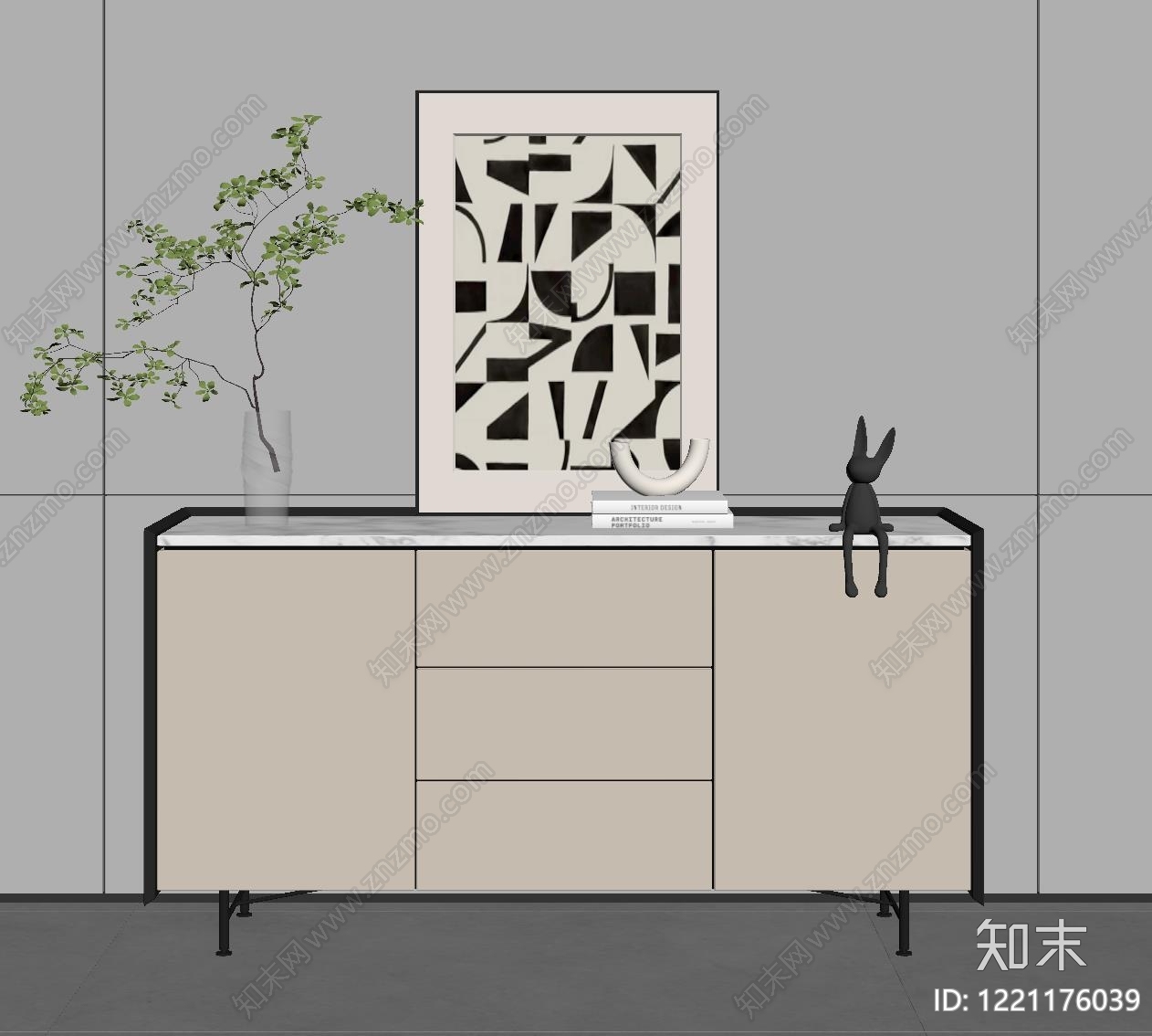 现代简约玄关柜SU模型下载【ID:1221176039】