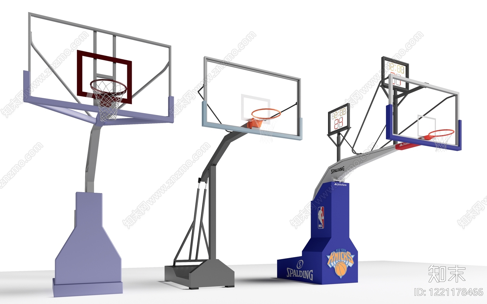 现代简约篮球场3D模型渲染效果图