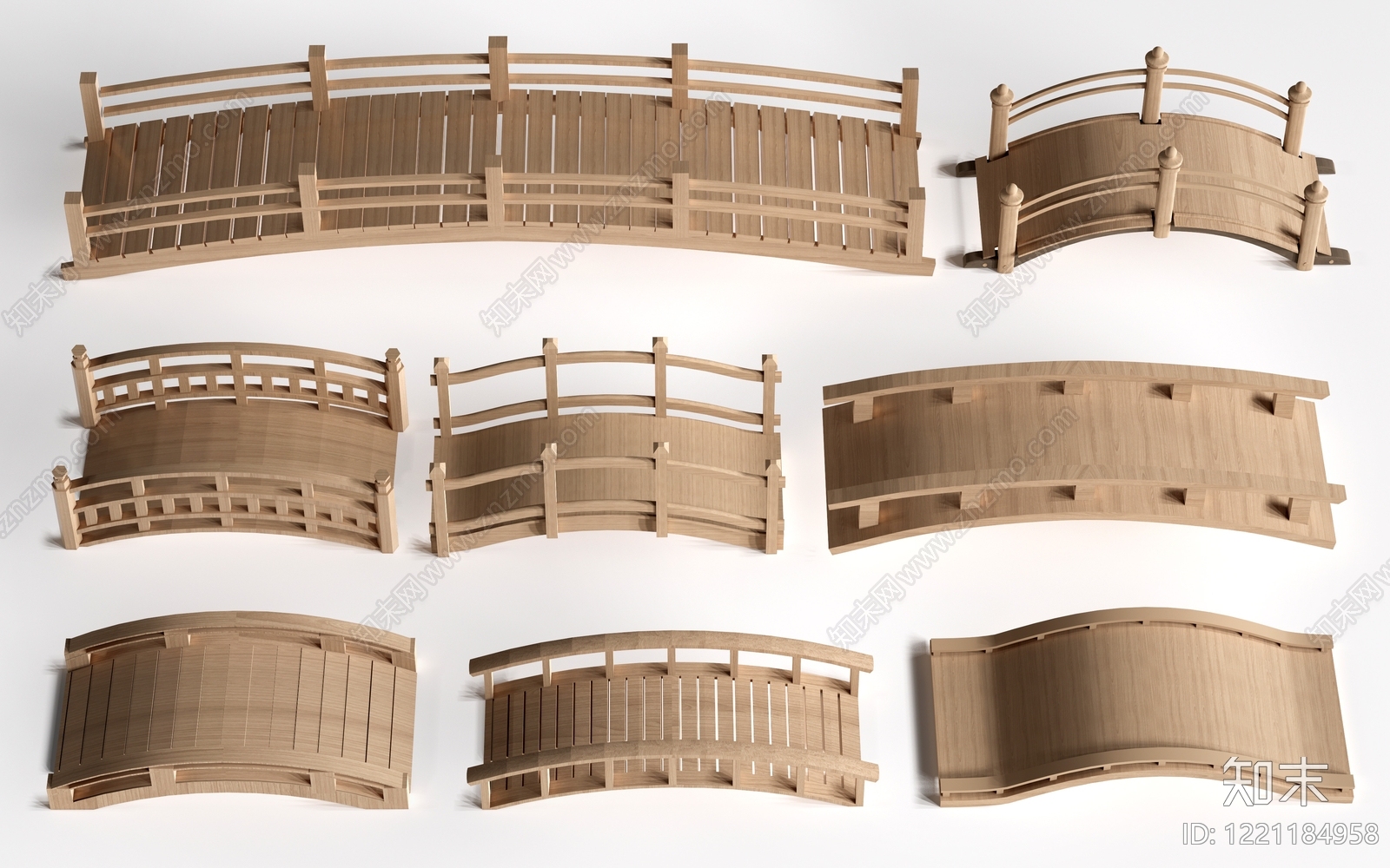 日式景观桥3D模型渲染效果图