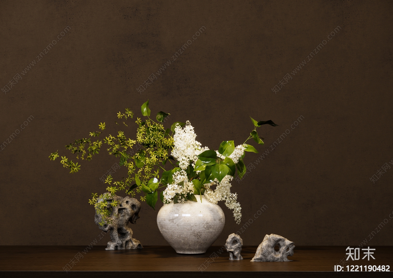 新中式花艺SU模型下载【ID:1221190482】